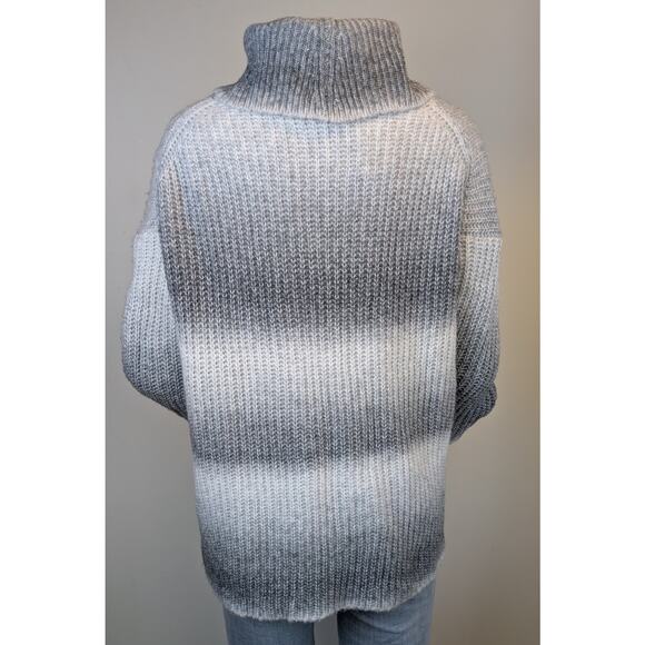 New Birch NY Turtleneck Sweater XL Gray White Ombre Gradient Cozy Classic Basics - Picture 6 of 9